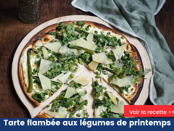 Tarte flambée aux légumes de printemps